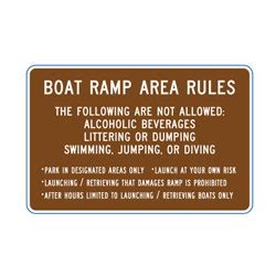 Boat Ramp Area Rules Signs