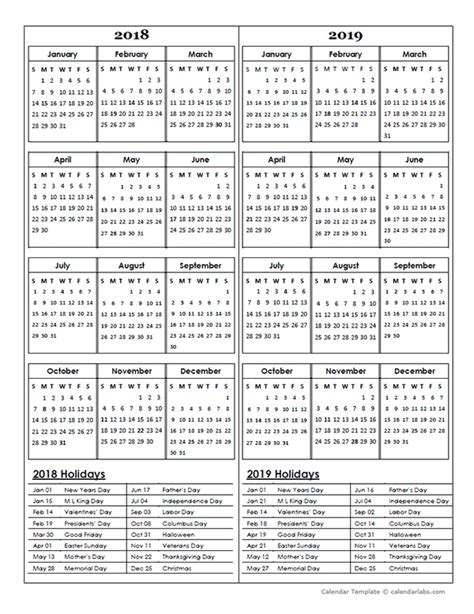 2 Year Calendar With Holidays Calendar Printables Printable Calendar ...