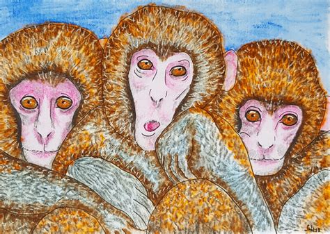 Monkey Painting Original Watercolor Animal Small Art | Etsy