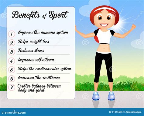 Benefits of sport stock illustration. Illustration of activity - 61315696