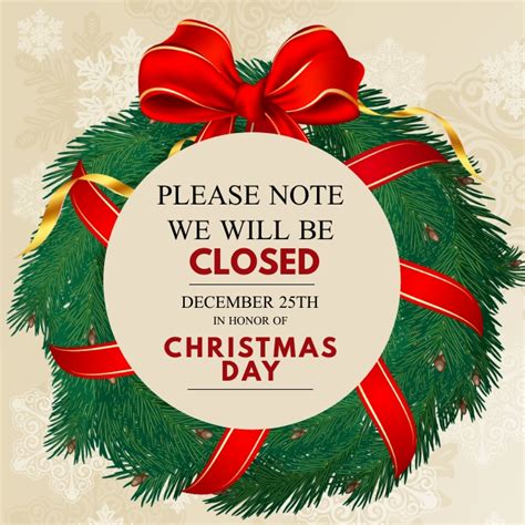 Copy of CHRISTMAS DAY SHOP CLOSED NOTICE TEMPLATE | PosterMyWall