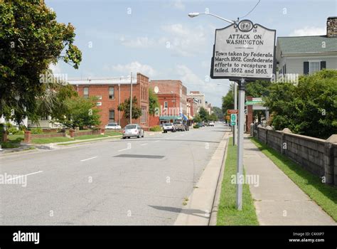 Main Street Washington, NC with Civil War Historic Marker Stock Photo ...