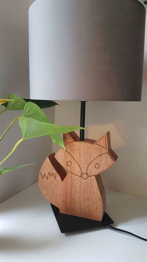 Wooden Fox Table Lamp Base Solid Wood - Etsy