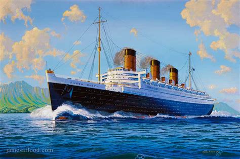 RMS Queen Mary 1936 Sea Trials - James A Flood Artist