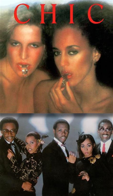 the cover art for chic's album, featuring two women and one man