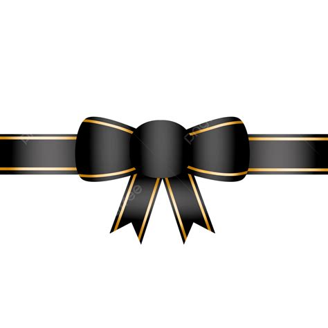 Flat Black Ribbon Gold Tie Gift Bow, Black Gold Line Ribbon, Black Gold Line Gift Bow, Bow PNG ...