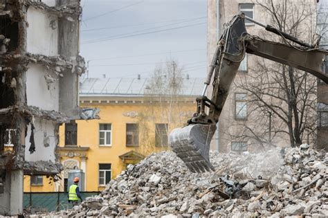 Premium Photo | Building of the former hotel demolition for new ...