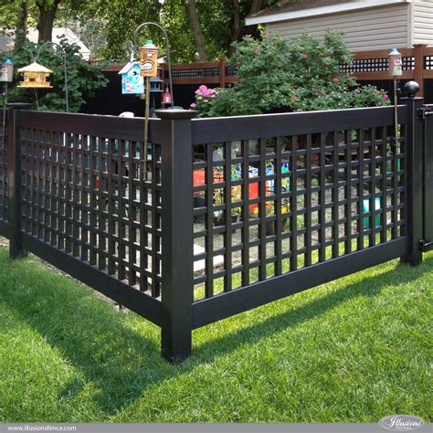 Black PVC Vinyl Old English Lattice Fence with New England Caps from Illusions Vinyl Fence is ...