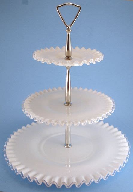 Fenton Silver Crest Milk Glass 3 Tiered Server Serving Tray | Tiered server, Milk glass, Cake ...