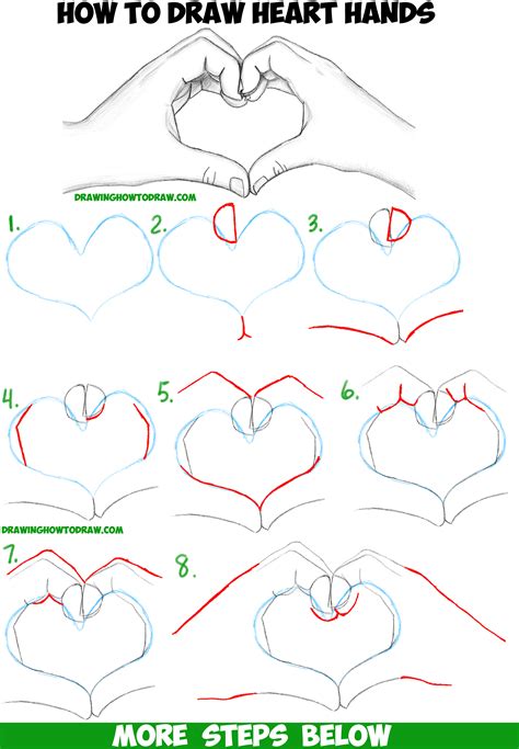 How to Draw Heart Hands in Easy to Follow Step by Step Drawing Tutorial for Beginners and ...