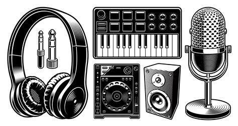 Set of black and white dj illustrations on the white background. 539300 Vector Art at Vecteezy