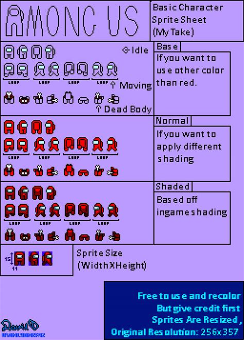 Among Us - Character Sprite Sheet (David's Take) by FazbearGamer05 on ...