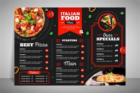 Modern restaurant menu pizza vector free download