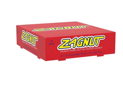 ZAGNUT Crunchy Peanut Butter with Toasted Coconut Candy, Bulk Candy, 1.51 oz Bar (18 Count ...