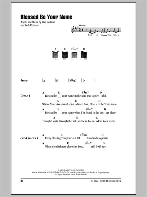 Blessed Be Your Name by Matt Redman - Guitar Chords/Lyrics - Guitar Instructor