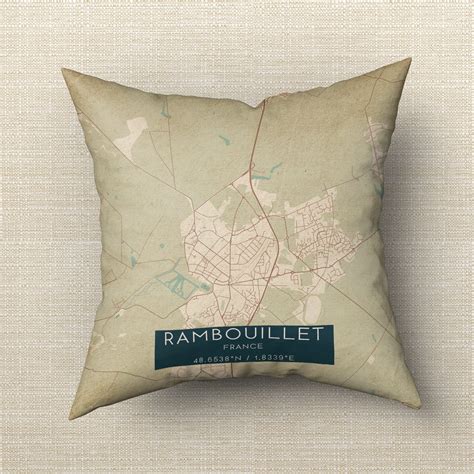 Vintage Rambouillet France Map Pillow, Custom Double Sided Pillow - Custom Maps & Posters