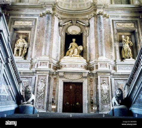 Interior of Royal Palace in Caserta Italy - Reggia di Caserta was designed by Luigi Vanvitelli ...