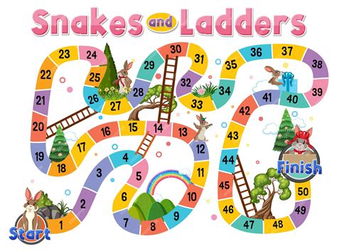 Premium Vector | Snakes and ladders board game template