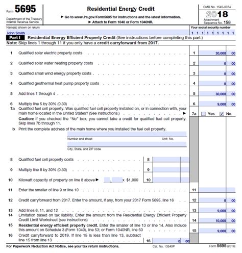 Completed Form 5695 Residential Energy Credit | Capital City Solar