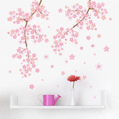 Pink Cherry Blossom Dropping Flower Wall Decal - American Wall Decals