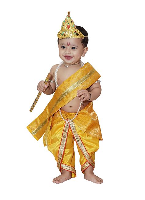 Baby Krishna Brocade Fabric Janmashtami Costume (0-2 Years)