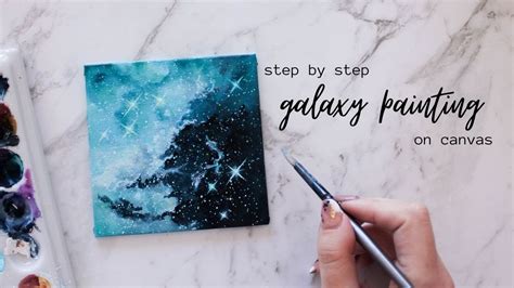 Blue Galaxy Painting Tutorial ♡ Step by Step ♡ Watercolor and Gouache - YouTube