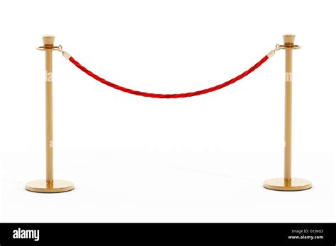 Velvet rope and golden barriers isolated on white background Stock ...