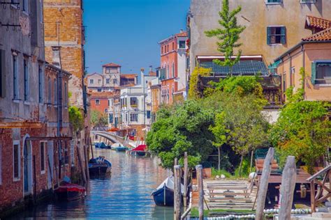 Canal Street in Venice with Brick Houses on the Sides Stock Image - Image of landmark, houses ...