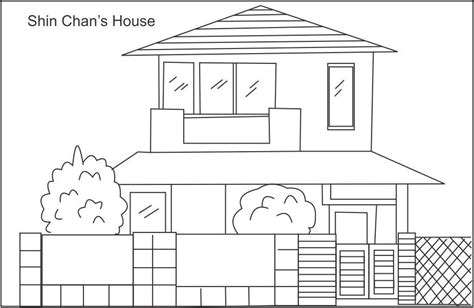 Shin chan's house coloring page for kids