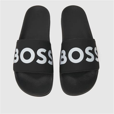 BOSS by HUGO BOSS Aryeh Slider Sandals In Black & White for Men | Lyst UK