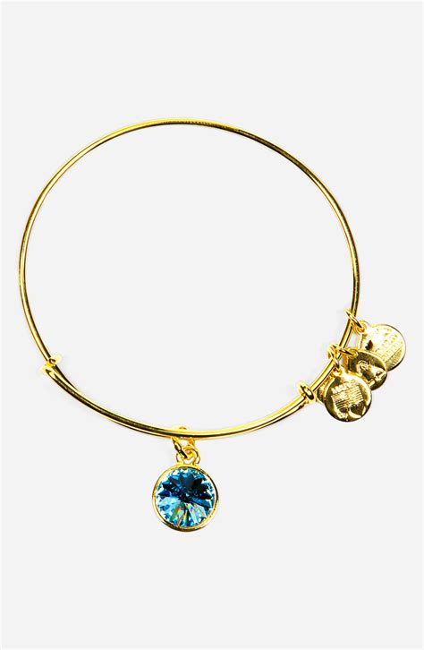 Alex And Ani Birthstone Expandable Wire Bangle in (march aquamarine) | Lyst