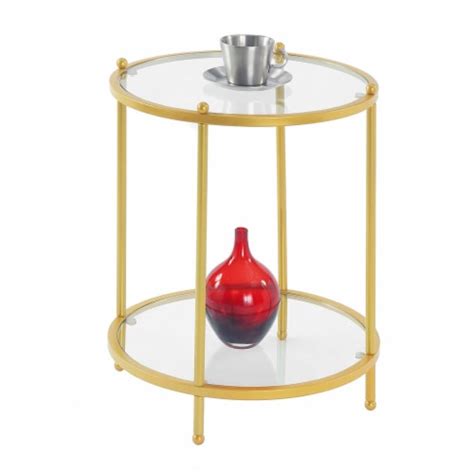 Royal Crest 2 Tier Round Glass End Table with Shelf, 1 - Smith’s Food and Drug