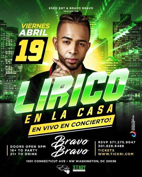 Lirico En La CASA Tickets Boletos at Bravo Bravo | Washington, District Of Columbia - 2019-04-19 ...
