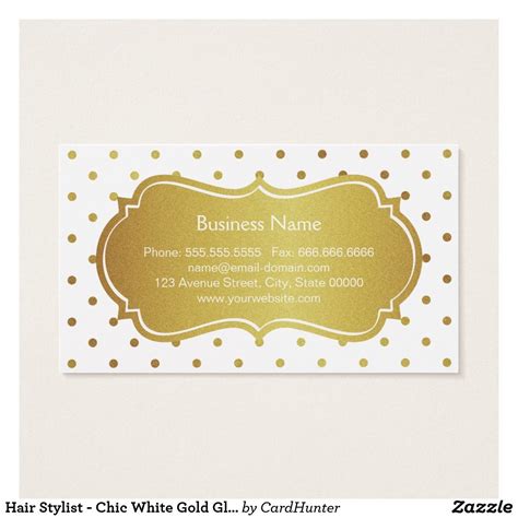 Hair Stylist - Chic White Gold Glitter Polka Dots Business Card ...