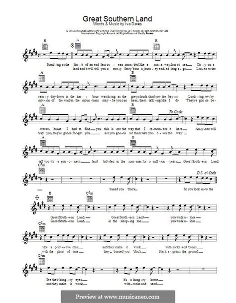 Great Southern Land (Icehouse) by I. Davies - sheet music on MusicaNeo