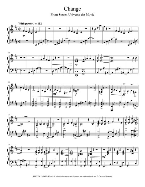 Steven Universe the Movie - Change Sheet music for Piano (Solo) | Musescore.com