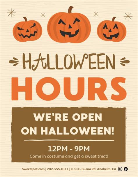 Halloween Hours Sign Template by MustHaveMenus