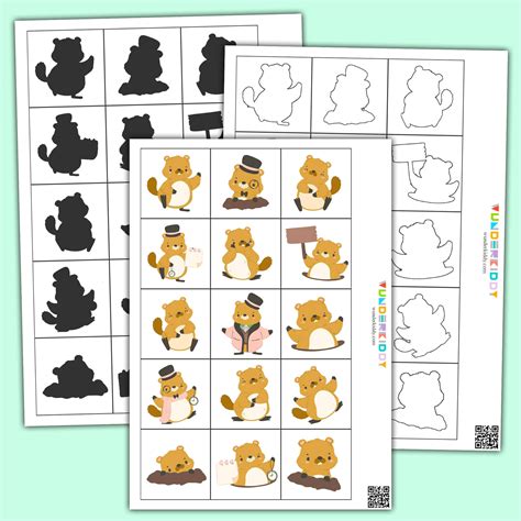 Printable Groundhog Day Shadow Matching Activity for Kindergarten