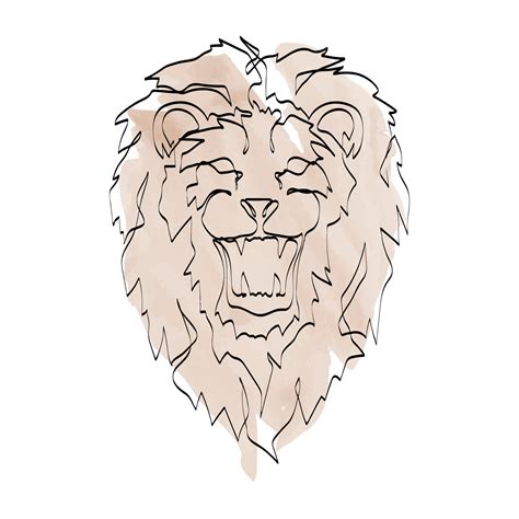 Lion head line art watercolor vector. Lion head single continuous line ...