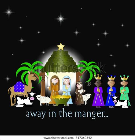 Away Manger Song Words Nativity Characters Stock Vector (Royalty Free) 317360342 | Shutterstock