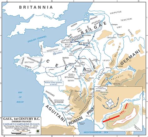 Map of Caesar's Campaign Against the Belgae 57 / 56 BC