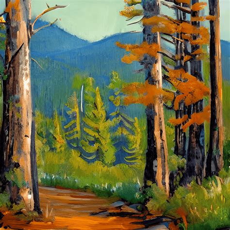 Idaho Impressionist Painting Log Cabin Forest Landscape · Creative Fabrica