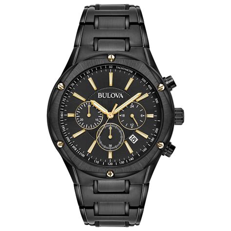 Bulova Men's Black IP Stainless Steel Chronograph Watch - Walmart.com