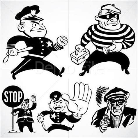 Vintage vector advertising illustration of cops and robbers. | Cops and robbers, Graffiti ...