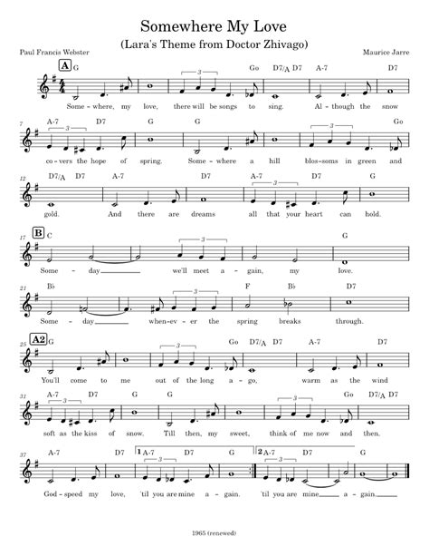 Somewhere My Love Sheet music for Piano (Solo) Easy | Musescore.com