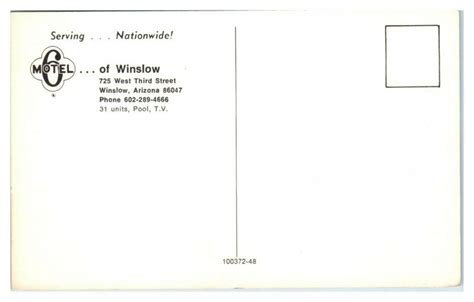 Motel 6 of Winslow, AZ Route 66 Postcard *6S34 | United States - Roadside America - Hotels ...