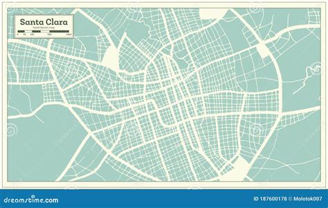 Santa Clara Cuba City Map in Retro Style. Outline Map Stock Vector ...