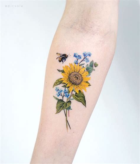 10+ The Best Forget-Me-Not Tattoo Designs | Sunflower tattoos, Sunflower tattoo, Colorful ...