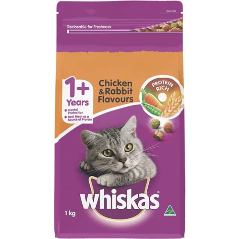 Whiskas 1+ Years Dry Cat Food Chicken & Rabbit 1kg | Woolworths