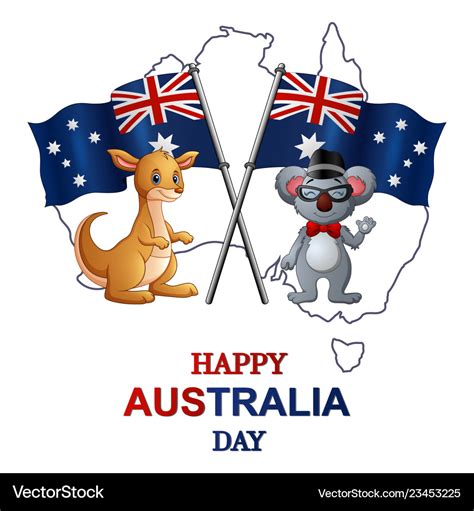 Happy australia day with kangaroo and koala Vector Image